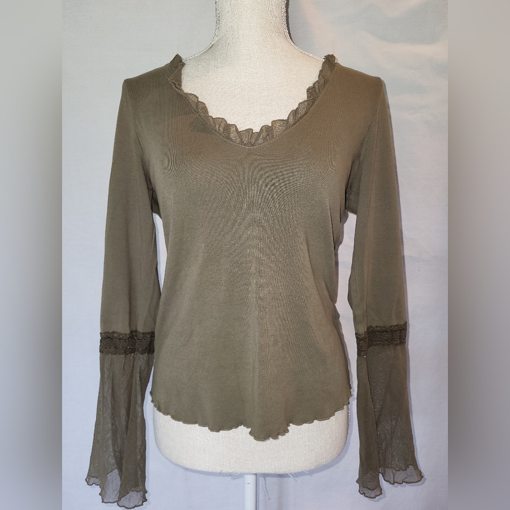 Language Los Angeles - Olive Green Long Sleeve Shirt - (L)